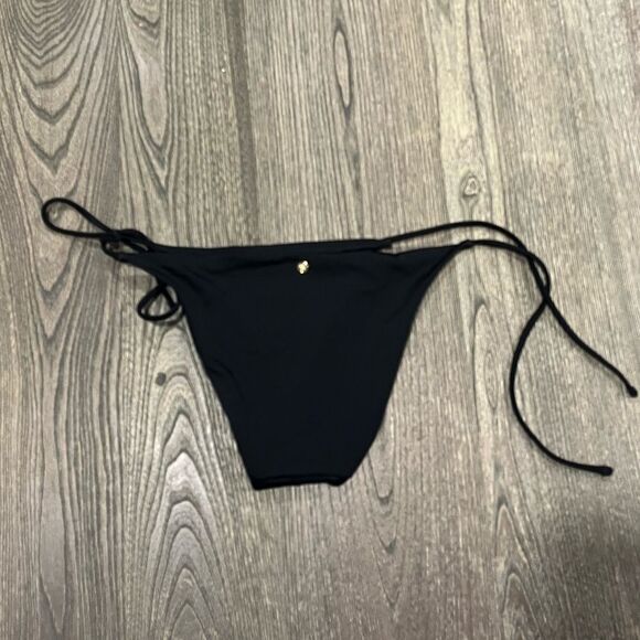 NWOT Victoria’s Secret Side Tie Cheeky Bikini Bottom High-Cut Leg Black Size S - Picture 3 of 3